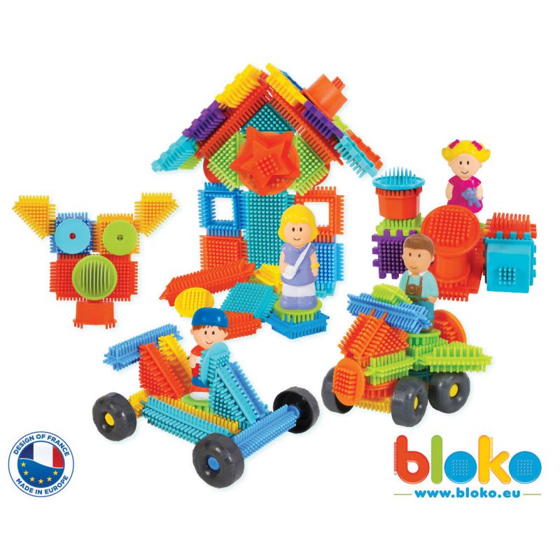 Bloko Bloko - Tube de 100 bloko + 4 figurines 3D de la ferme pas cher 
